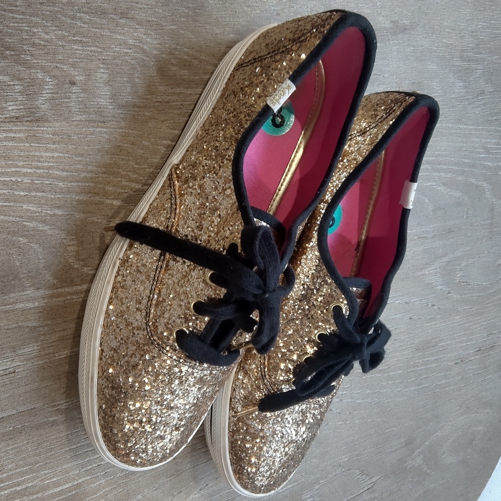 Kate Spade x Keds glitter Keds gold Size 8